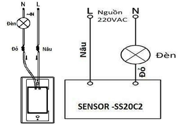 Cách đấu dây công tắc cảm biến SS20C2