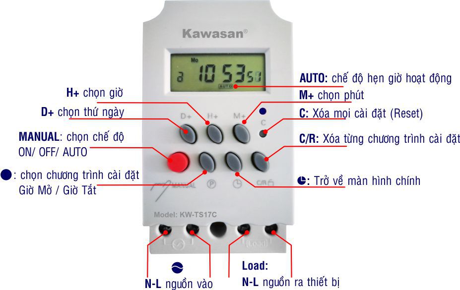 Công tắc hẹn giờ tắt mở kỹ thuật số TS17C