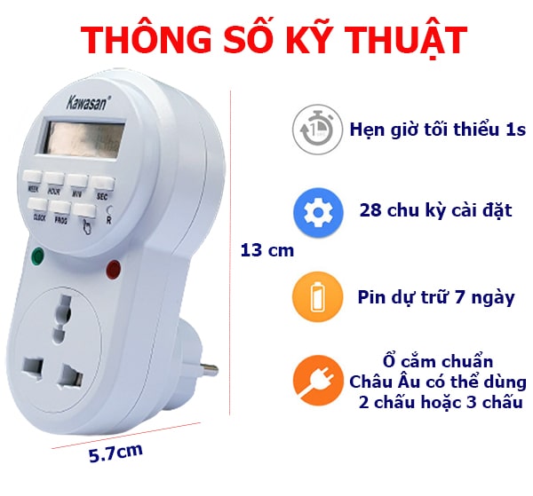 Ổ cắm đồng hồ hẹn giờ điện tử SG36